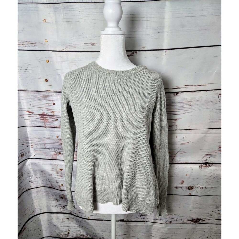 Madewell Womens Sweater Size XS Gray Cotton Province Cross-Back Pullover Cozy